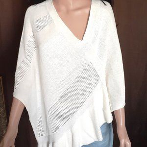 Anthropologie Cream Poncho sz M / L NWOT